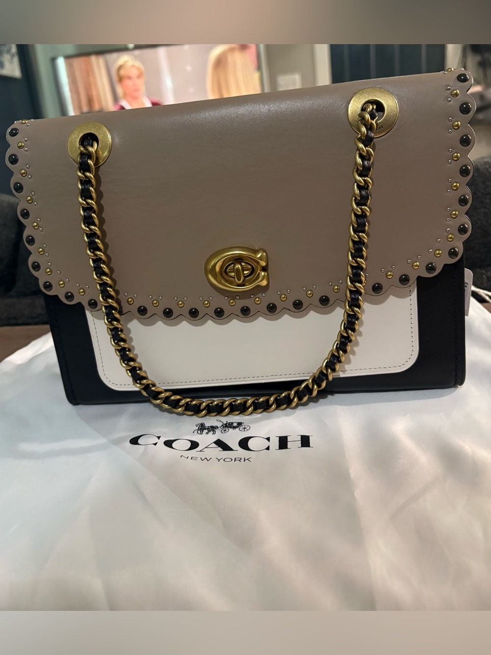 Coach Parker Shoulder Bag with Scallop Rivets
